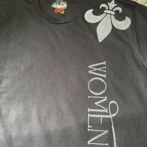 Women's Black T-Shirt with White Rhinestones | Orgullo Apparel